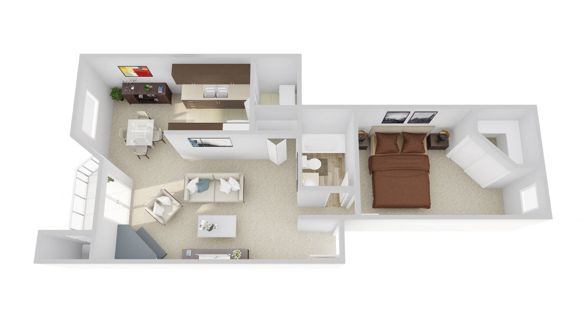 Wellington Apartment Homes The Viscount 3D Floor Plan Wellington Apartment Homes The Viscount 3D Floor Plan
